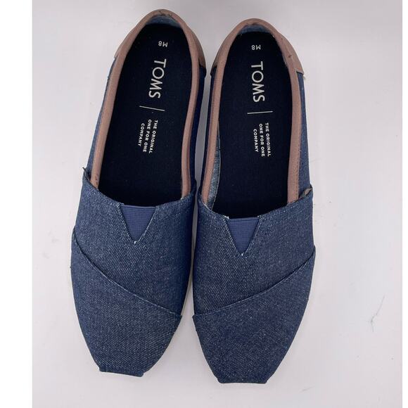 Toms Men Blue Jean Slip On with Vegan Leather Trim Size 8M - Picture 5 of 7